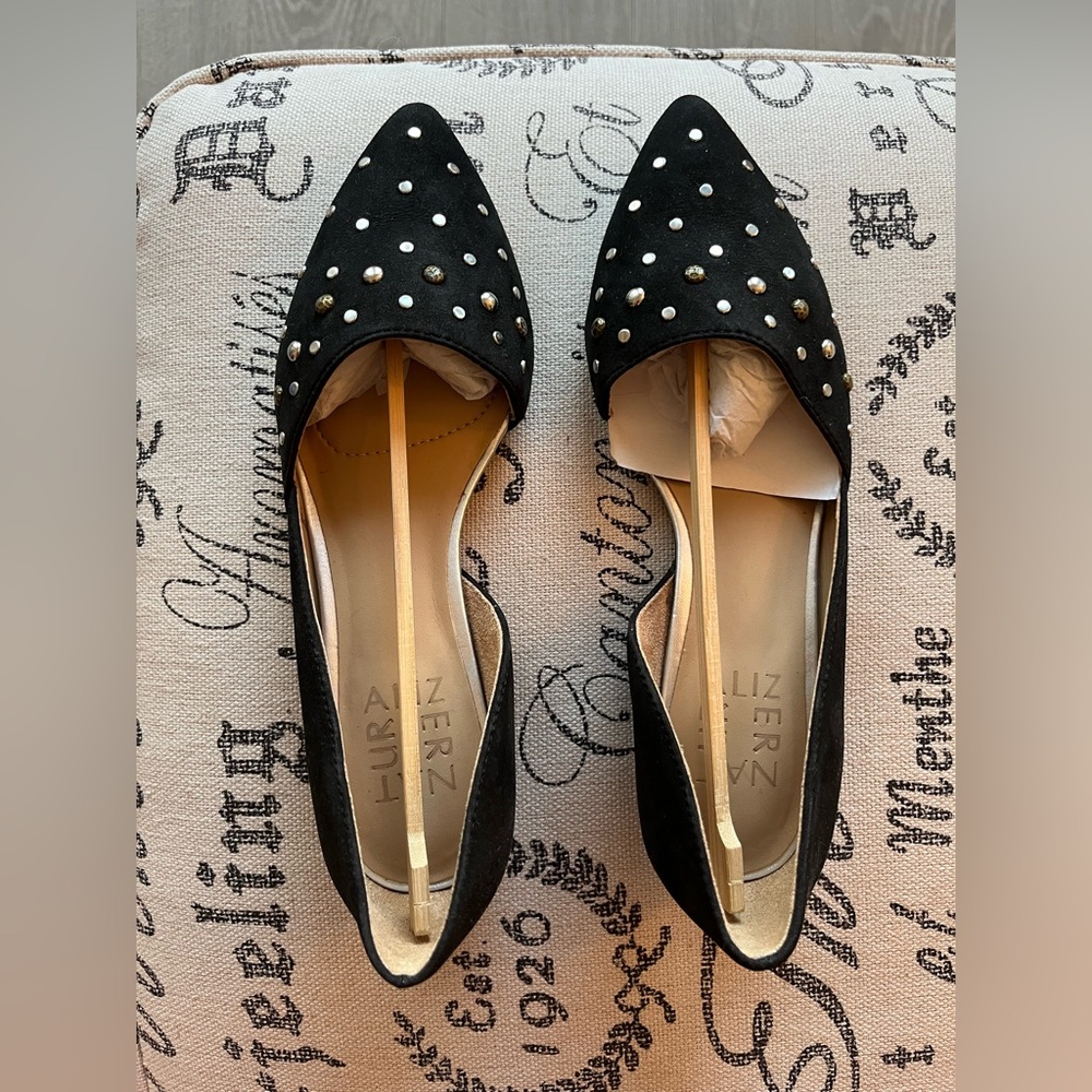 Brand new Naturalizer size 4 black suede and studded flats